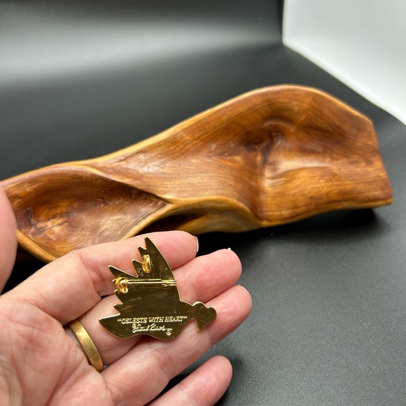 Vintage Laurel Burch Brooch  Pendant CELESTE LOVE BIRD Cloisonné 1980s - Picture 2 of 4